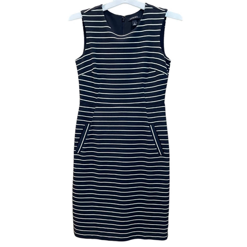 Lands End Navy and White Stripes Dress